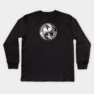 White and Black Yin Yang Dragons Kids Long Sleeve T-Shirt